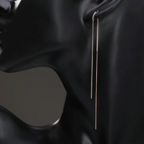 NEW!💙💎ROSE💗GOLD PLATED!💎💙DROP LINE THREADERS! - Picture 3 of 8